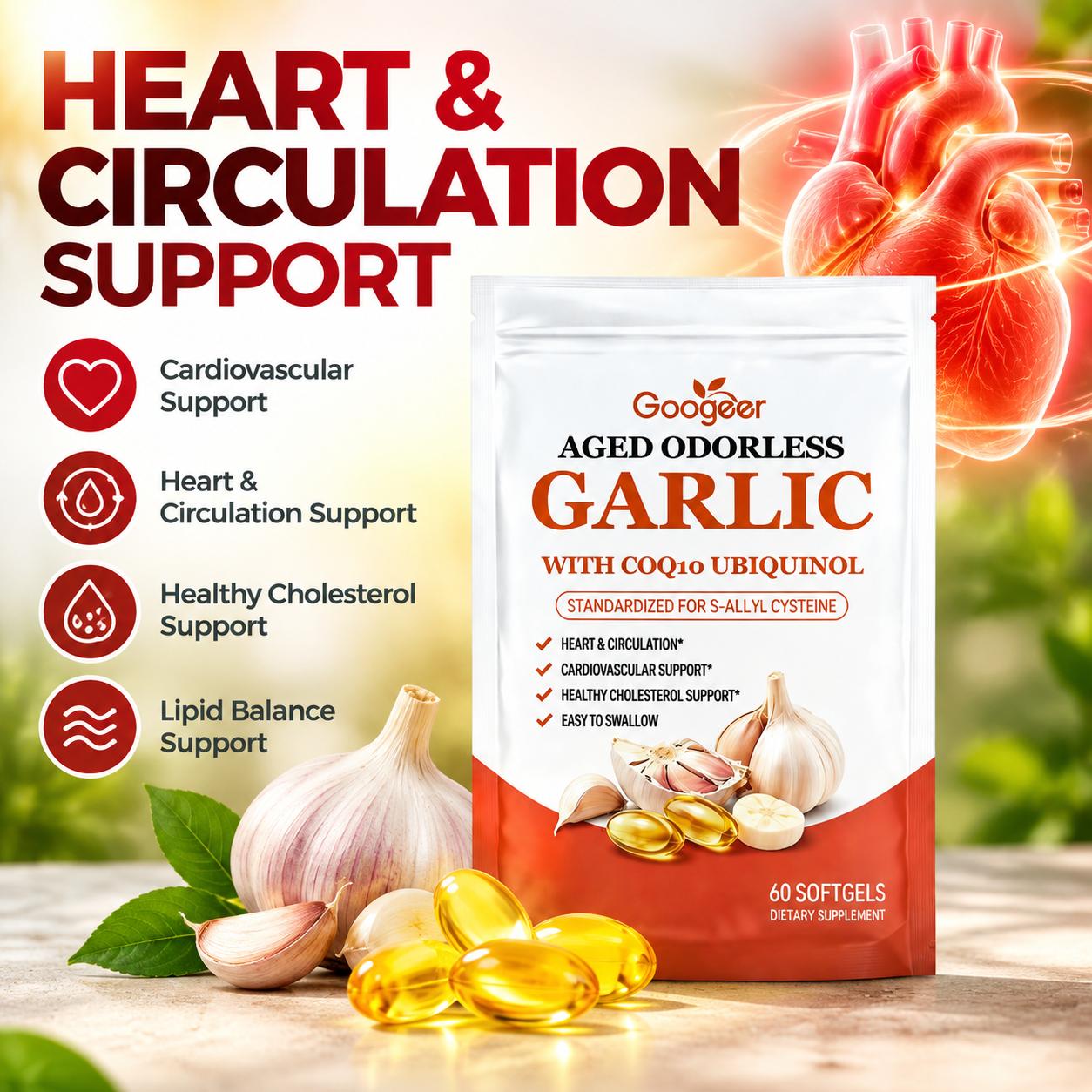 Coq10 Ubiquinol Softgel - Geurloze, verouderde knoflookcapsules bevorderen de cardiovasculaire